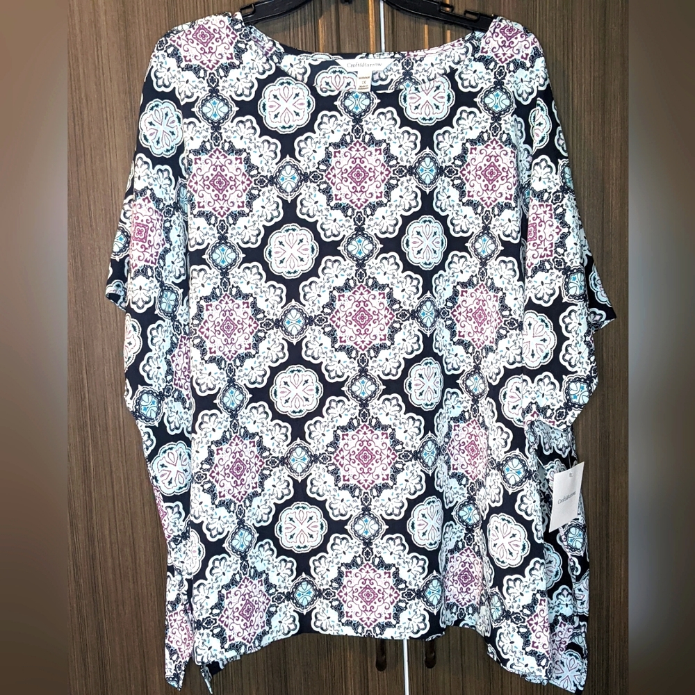 Croft & Barrow Mandala Flowy Blouse, 1X
